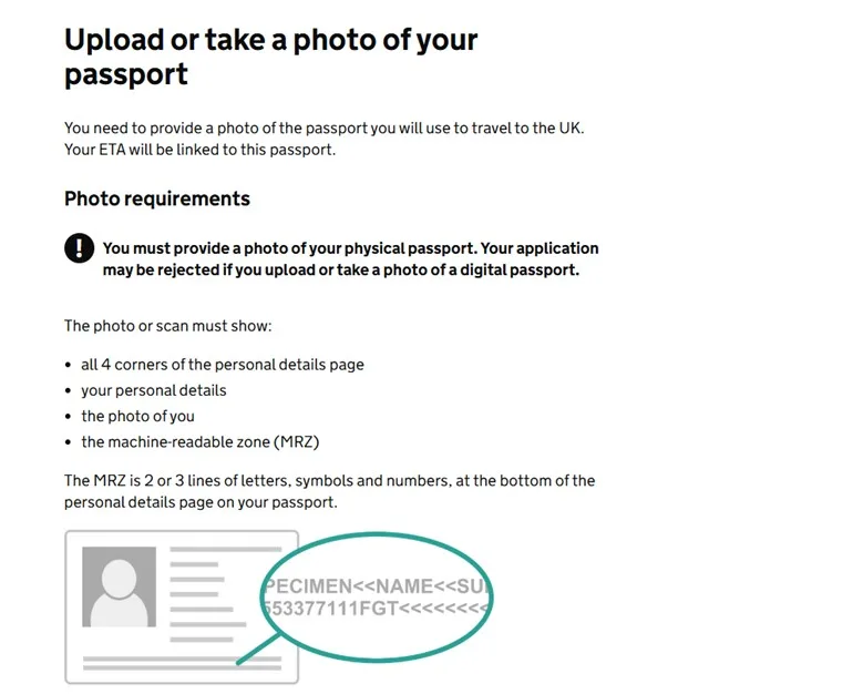 Consignes pour la photo du passeport