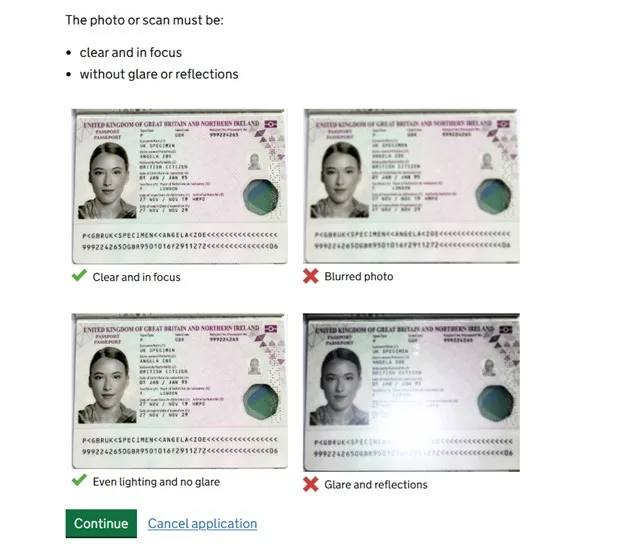 Sélectionnez le fichier de la photo du passeport