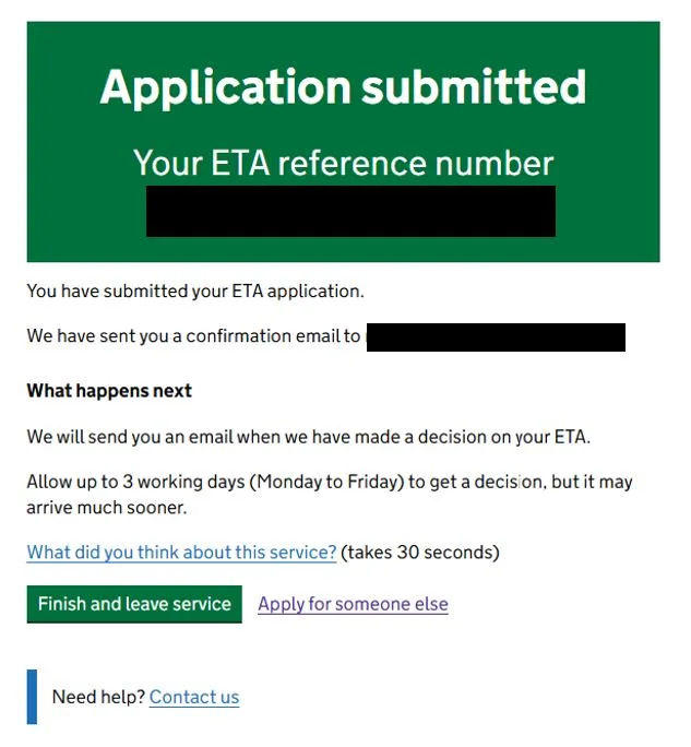 Confirmation de l’envoi de la demande